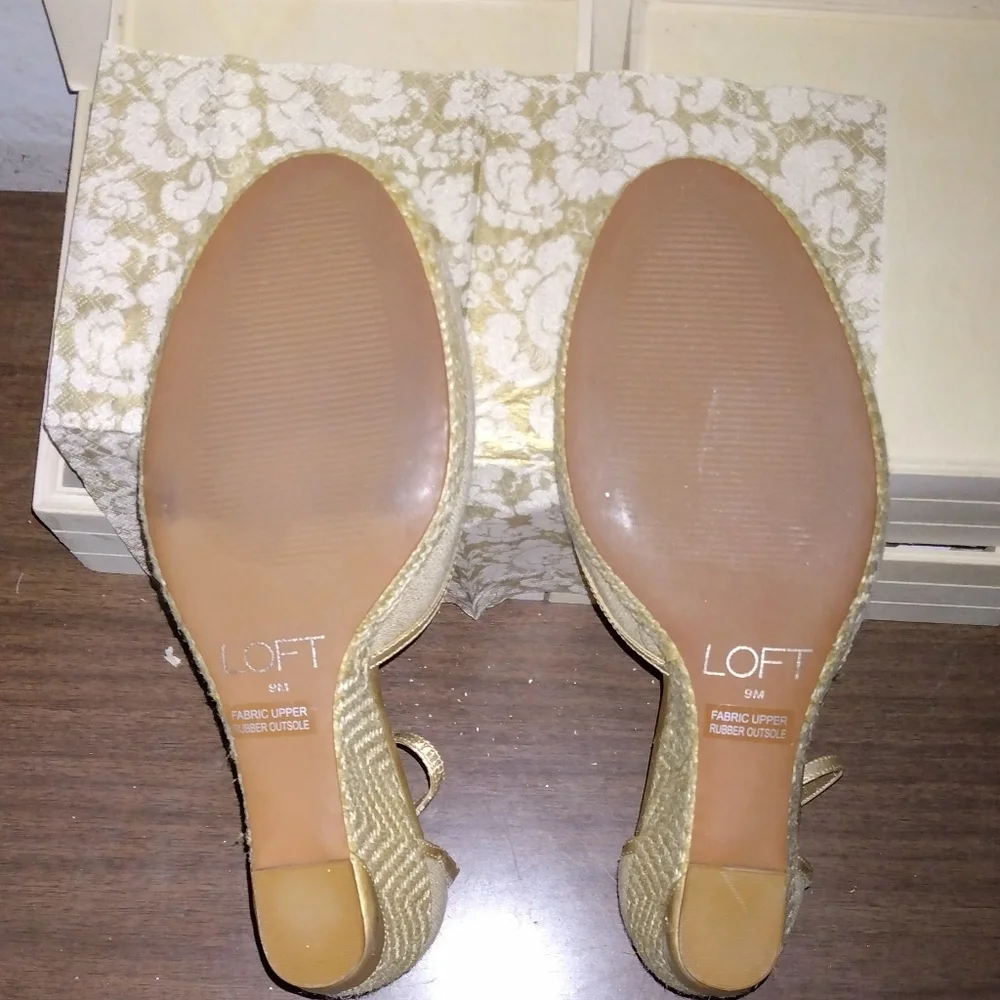 Wedge Peep-Toe Ankle-Strap Sandals in Beige
